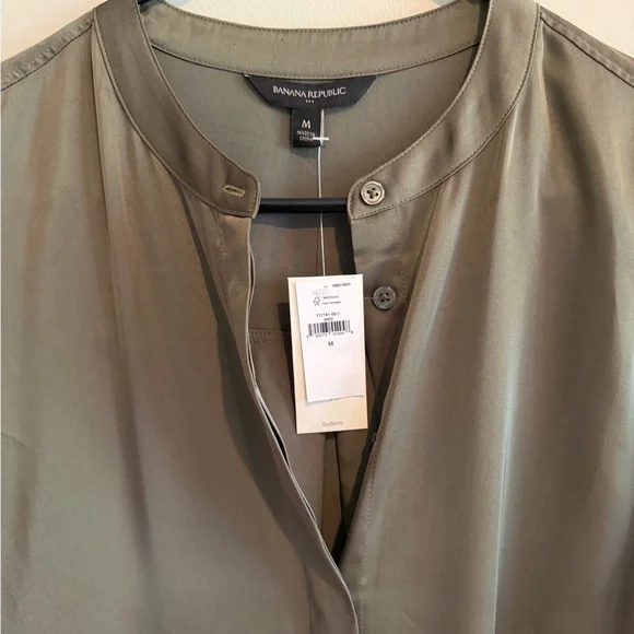 Banana Republic Olive-Tone Long Sleeve Button Front Dress - Picture 2 of 5